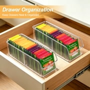 Tea Bag Organizer, Tea Bag Holder Box Storage Bin, Clear Tea Packet Plastic Drawer, Sugar Packet, Coffee, Condiment, Tea Spice Bag Holder for Kitchen Cabinet, Countertop, Fridge