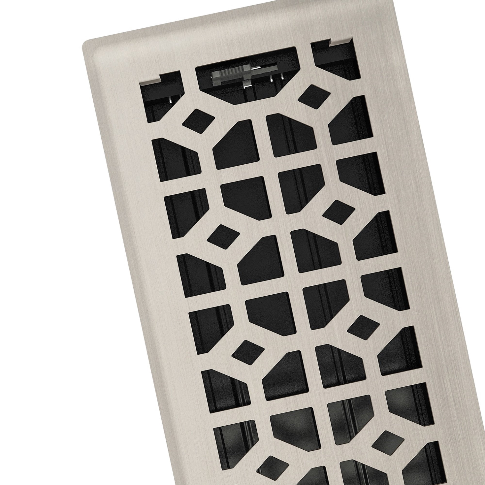 4in x 12in Templar Style Brushed Nickel Metal Heating and Cooling Air Floor Register (5 PACK) - Overall 5 1/4" x 13 1/4"
