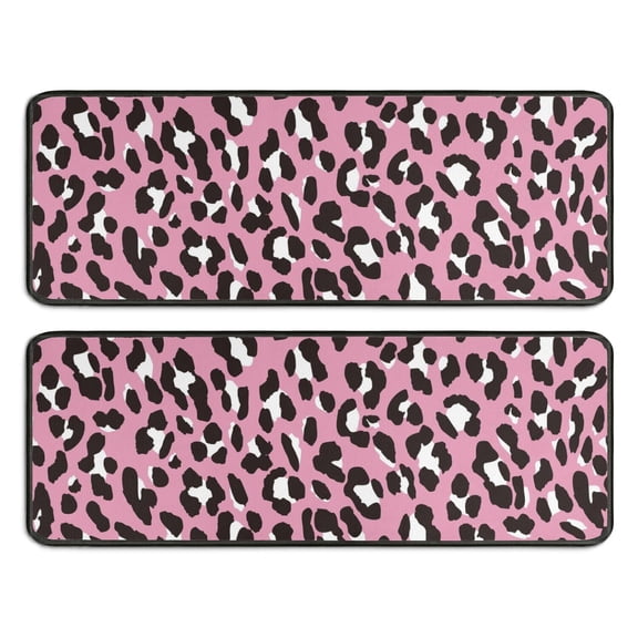 Kitchen Rugs Sets Of 2,Pink and Black Of Leopard Print Anti Fatigue Kitchen Mat Rugs Non Slip Washable,Decorative Kitchen Floor Mats for Kitchen,Sink,Laundry,17"x47" 17"x47"
