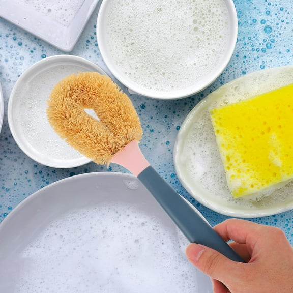 DECORNIJIA Cleaning Brush for Dishes Kitchen Scrubber Coconut Fibre Dark Blue 1Pcs