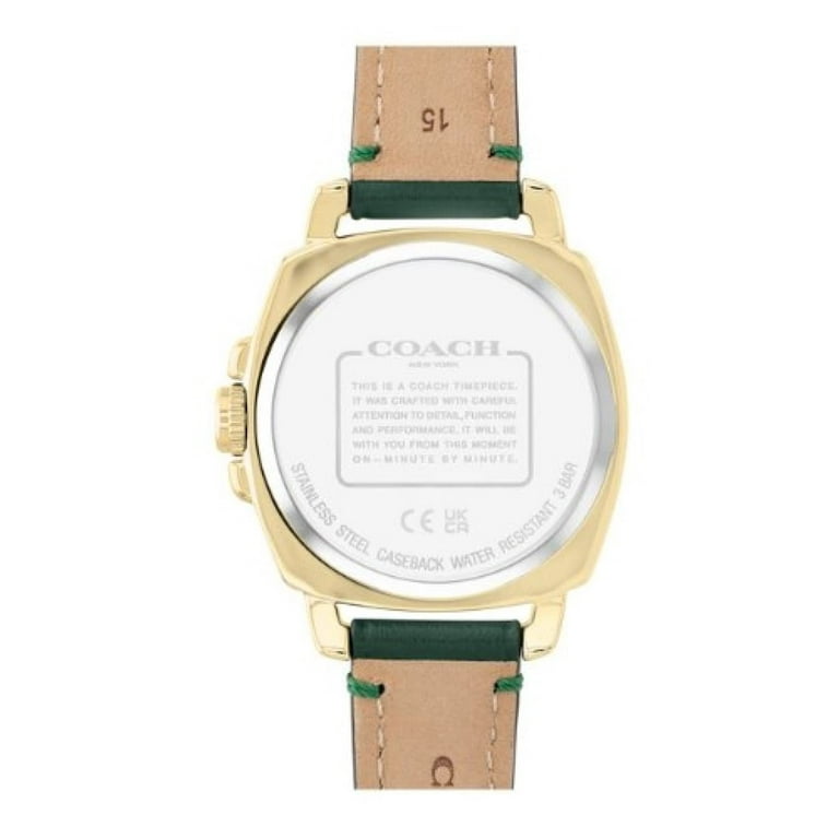 Coach 14503982 Boyfriend Gold Tone Dial Green Leather Strap