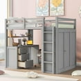 thumbnail image 2 of DEALTOPS Full Size Loft Bed with Wardrobe, Wood Loft Bed Frame with Desk 3 Storage Drawers Shelf Space Saving Platform Bed - Gray, 2 of 7