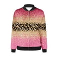 thumbnail image 4 of Herrnalise Women's Bomber Jacket Casual Coat Zip Up Outerwear Windbreaker Floral Prints Overcoat With Pockets Hot Pink,XXL, 4 of 5