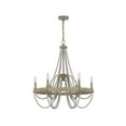 thumbnail image 2 of Maci 28 Inch Chandelier, White Beaded Candelabra Design, Brown Wood, 2 of 7