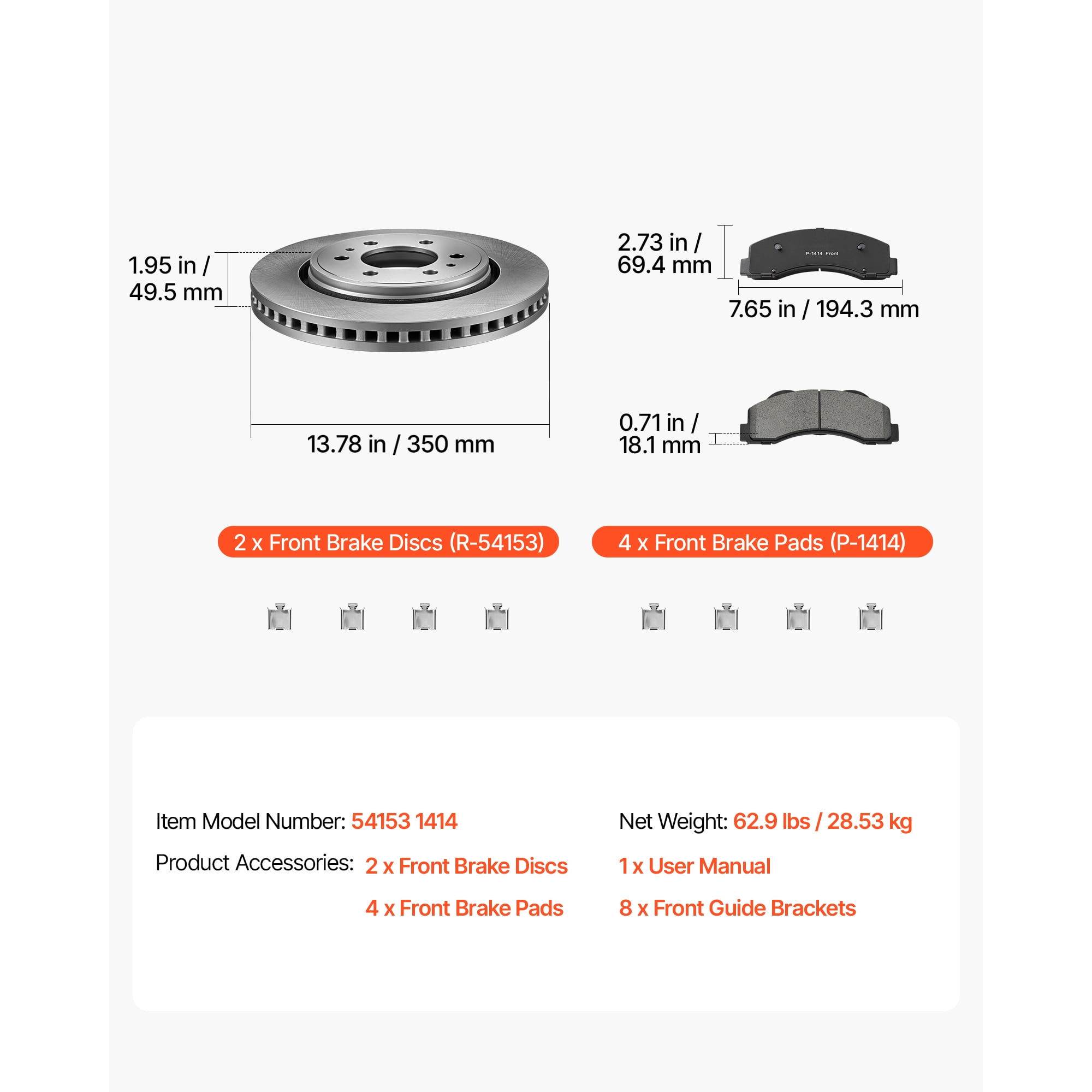 KFFKFF Front Brake Kit with Ceramic Pads & Vented Rotors for Replacement, Fits 2010-2021 Ford Expedition, Lincoln Navigator, 2015-2020 Ford F-150, and 2010-2014 Ford F-150 (6 Lug Models)