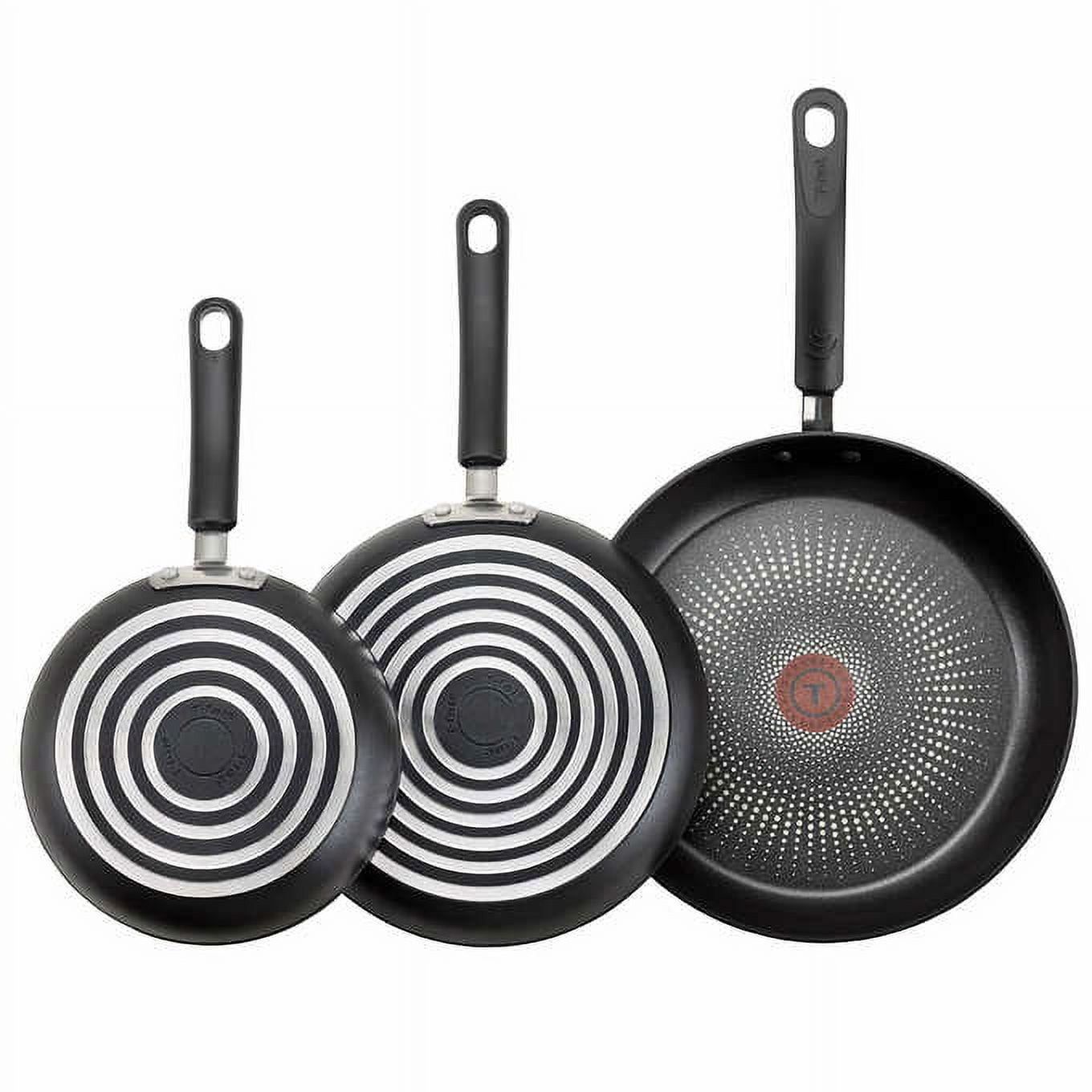T-Fal A857S3 Specialty Nonstick Omelette Pan 8-Inch 9.5-Inch And 11-Inch  Dishwasher Safe Pfoa Free Fry Pan / Saute Pan Cookware Set, 3-Piece, Gray