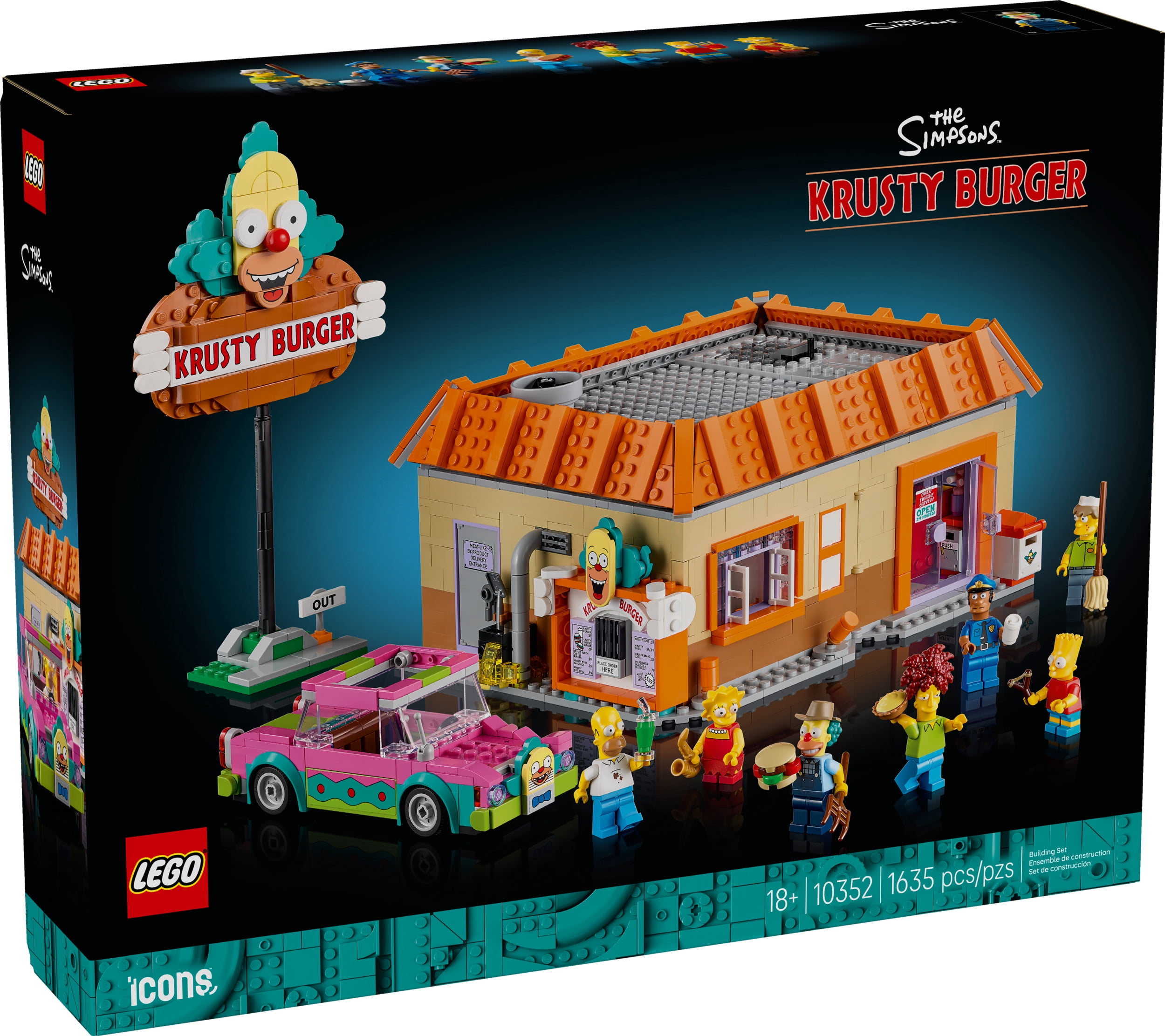 LEGO Icons The Simpsons : Krusty Burger, Ensemble de Construction pour Adultes 10352