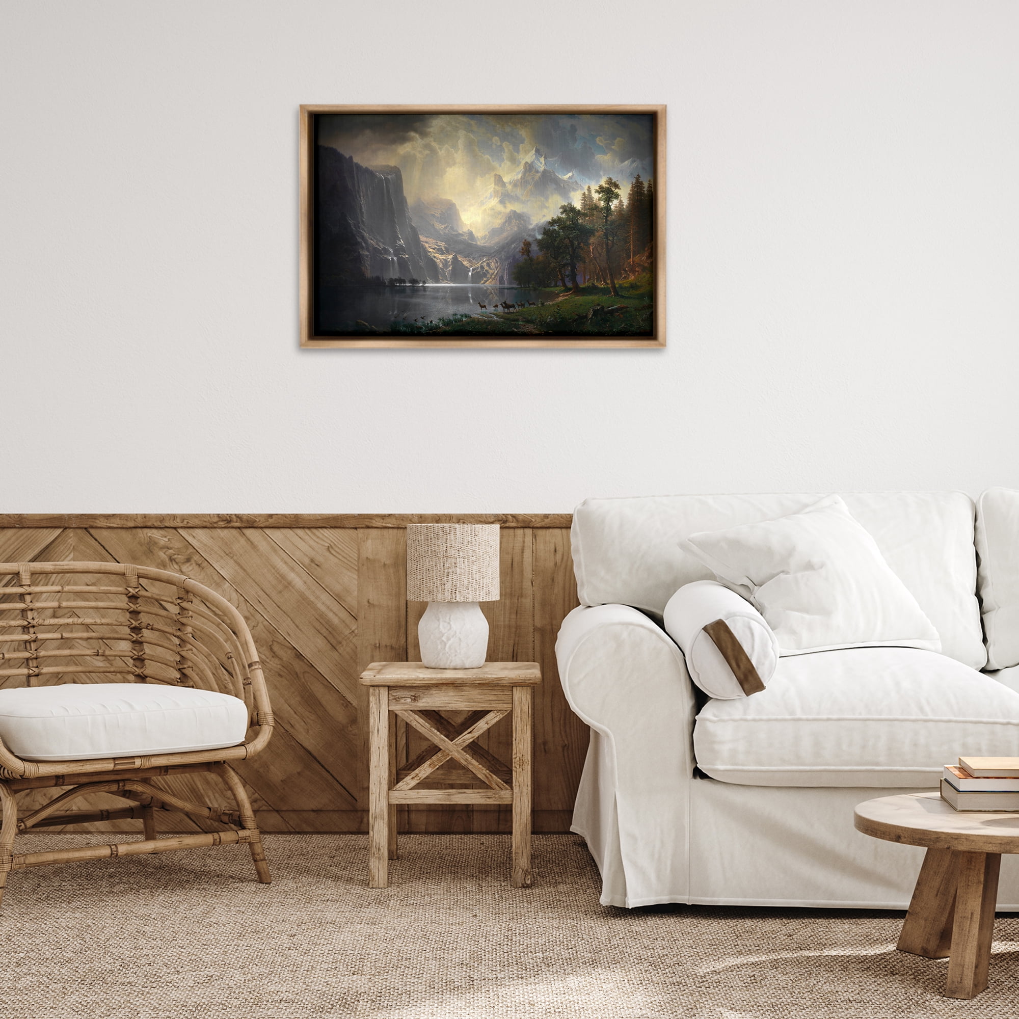 Stupell Industries Among Sierra Nevada Mountains Landscape & Nature Painting Brown Floater Framed Canvas Art Print Wall Art, 31 x 21