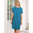 thumbnail image 4 of DARING DIVA Women's Short Sleeve Button Down Nightshirt S Lake Blue, 4 of 6