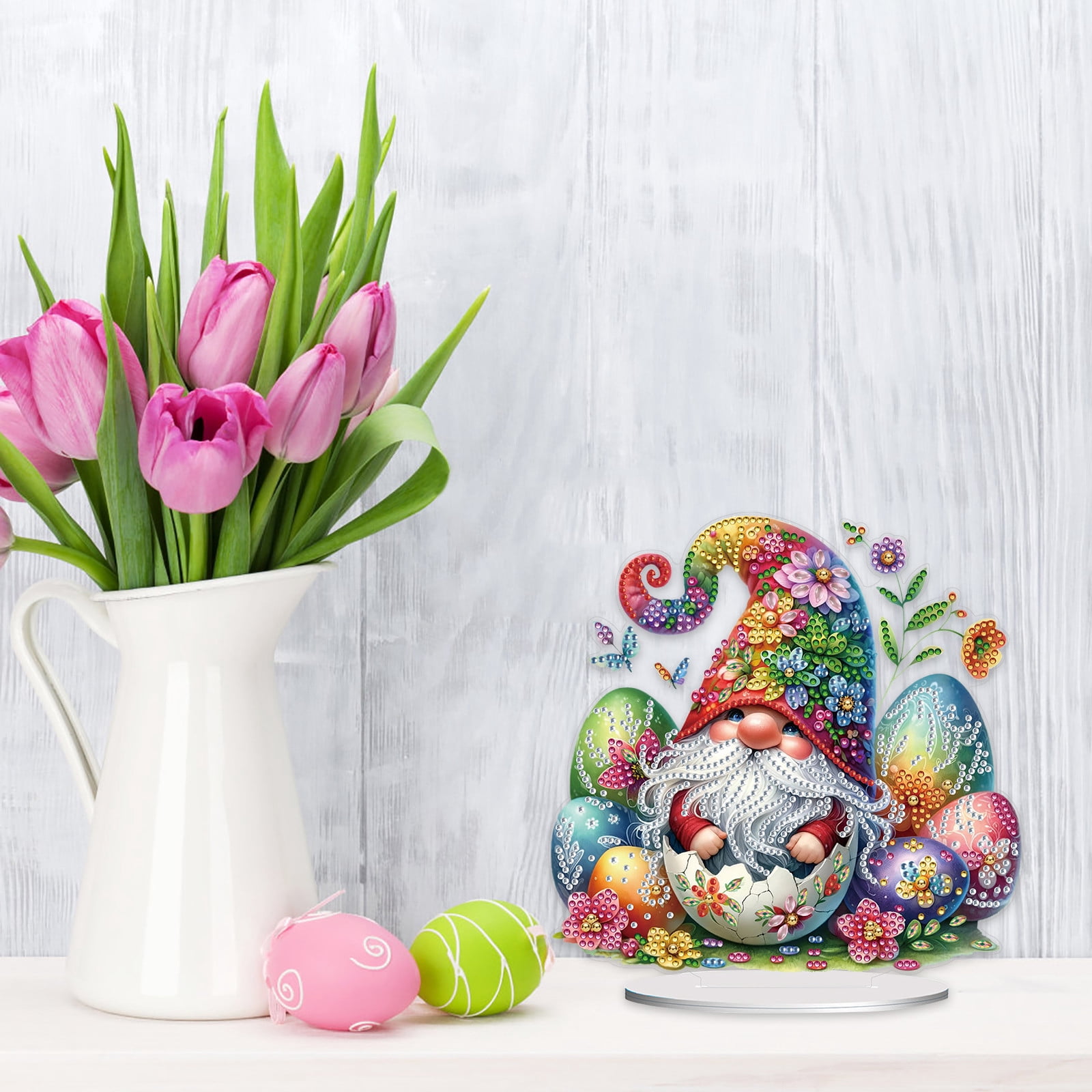 FLOPESN 2Pcs DIY Diamond Art Painting Easter Goblin Ornament Kits with Oval Base, Single-Sided Diamond Painting PET Craft for Home Decor