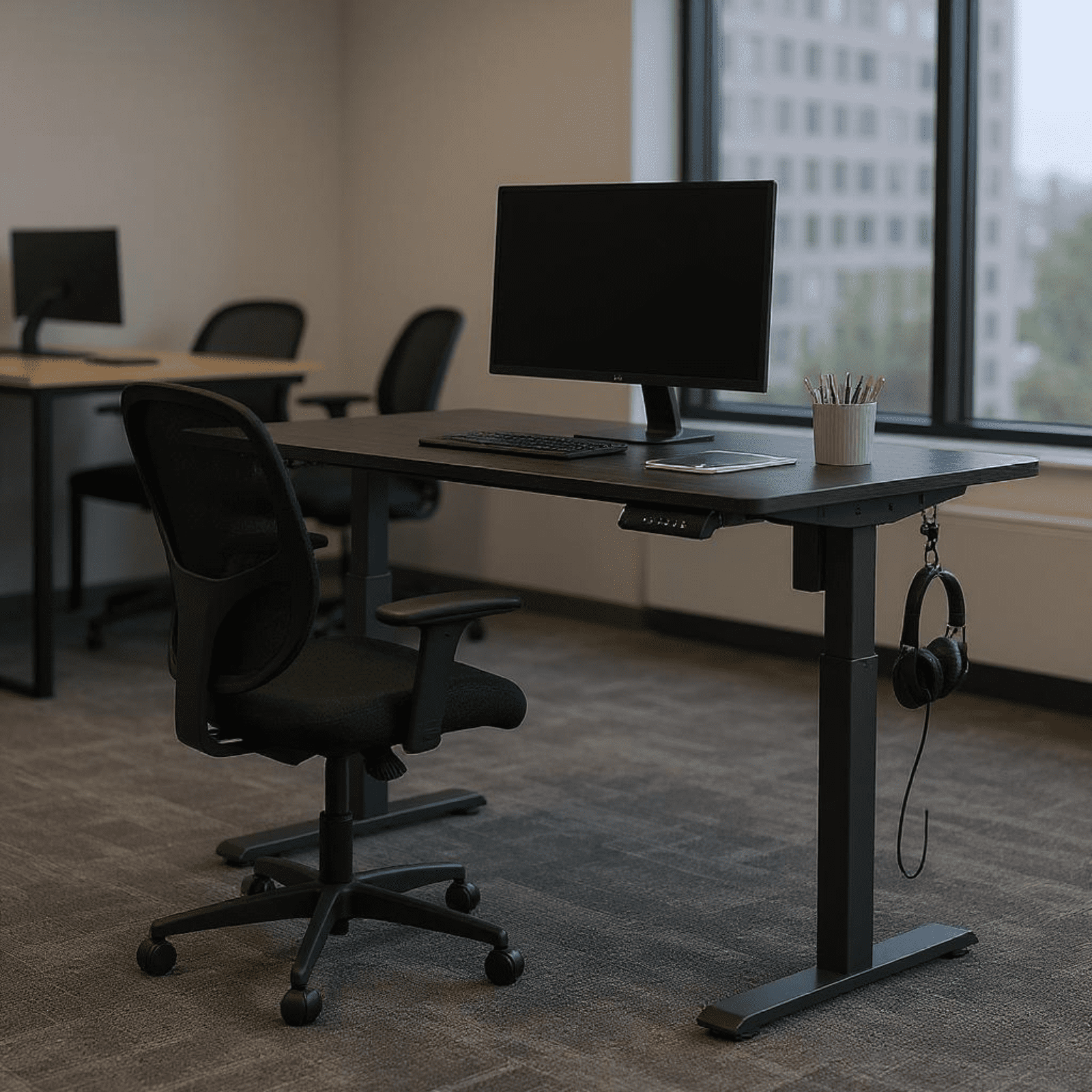 Homy Casa 47.24" Electric Standing Desk, Height Adjustable Computer Table, Black