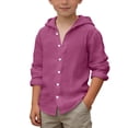 thumbnail image 4 of EliteGoogv Boys T Shirts Crew Neck Long Sleeve Solid Color T Shirts For Boys Lightweight Vacation Tee Tops Casual Summer Fall Tees Hot Pink 10-11 Years, 4 of 5