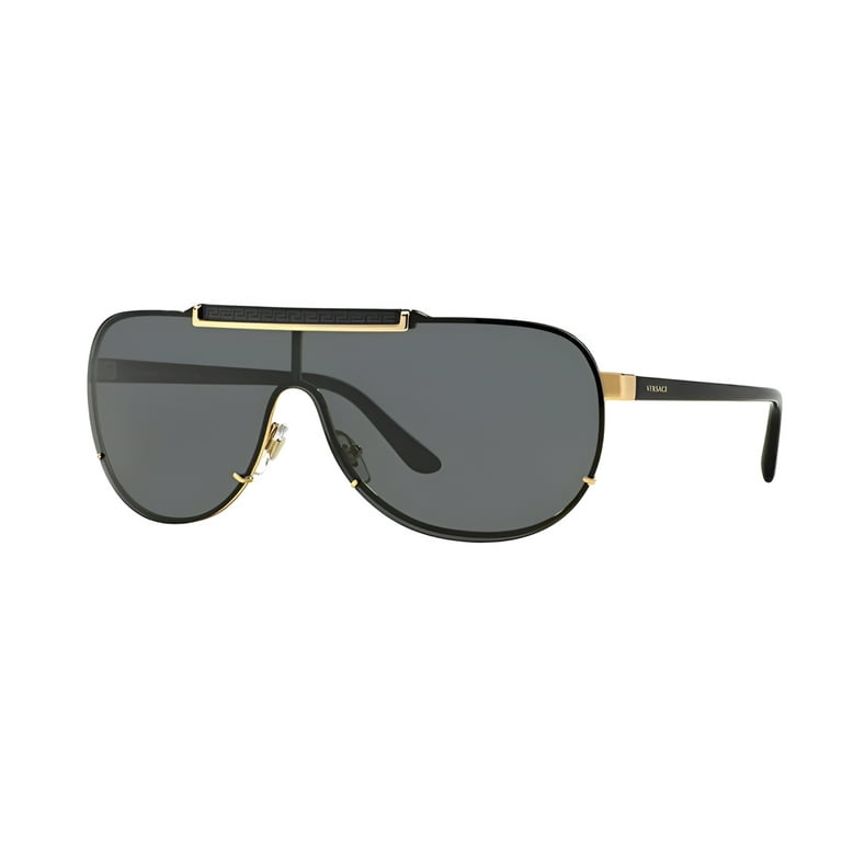 Versace Men's Silver Shield Sunglasses, Mirrored Gray Lens, UV