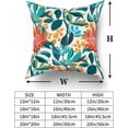 thumbnail image 5 of Teal Coral Floral Pillow Covers 16X16 Inch Turquoise Green Leaves Orange Flower Couch Pillow Cases Set of 2 Blue Red Aqua Cotton Cushion Case Farmhouse Home Decor For Bed Sofa Couch Living Room, 5 of 6