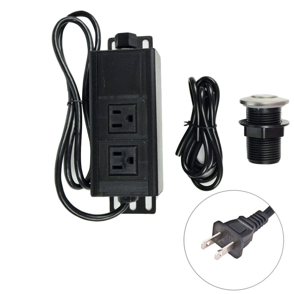 Sink Top Garbage Disposal Air Switch Kit with Dual Outlet Counter Top Waste Disposal On/Off Switch Set US Plug