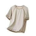 thumbnail image 2 of Viluyesy Boys Raglan T-Shirt, Short Sleeve Crew Neck Striped Summer Breathable Sports Tee Khaki 9T, 2 of 7