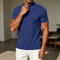 thumbnail image 5 of TKKCS Mens Mock Neck Short Sleeve T-Shirt- Stretch Lightweight Slim Fit Summer Casual Daily Wear Basic Tee Navy Size M, 5 of 7