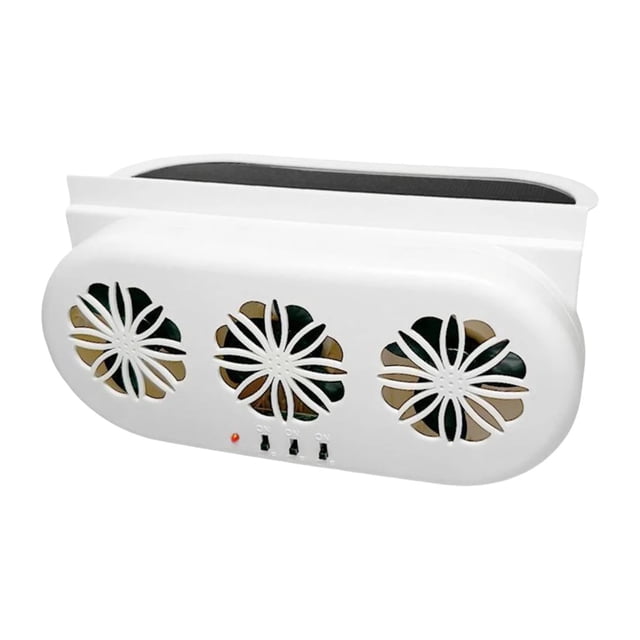 Electric Car Fans with Solar Panel USB/Solar Charging 3 Head Ventilation Fan Front