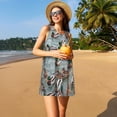 thumbnail image 3 of Daiia Canards Colverts Imprimé Natation Robes pour Femmes 2025 Tendance Manches Courtes Robes Décontractées Amples Fluides Maxi Robes de Soleil, 3 of 7