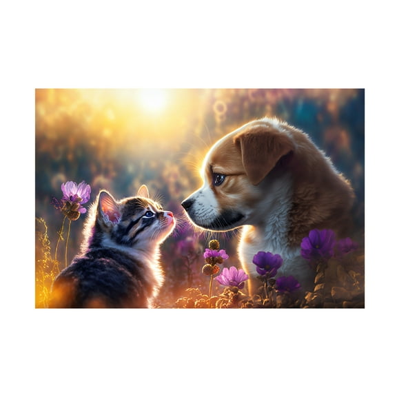 Canvas Wall Art - Ray Heere 'Cats And Dogs 12' Wall Art for Living Room, Bedroom, or Office Décor by Trademark Fine Art - 19 x 12 Inches