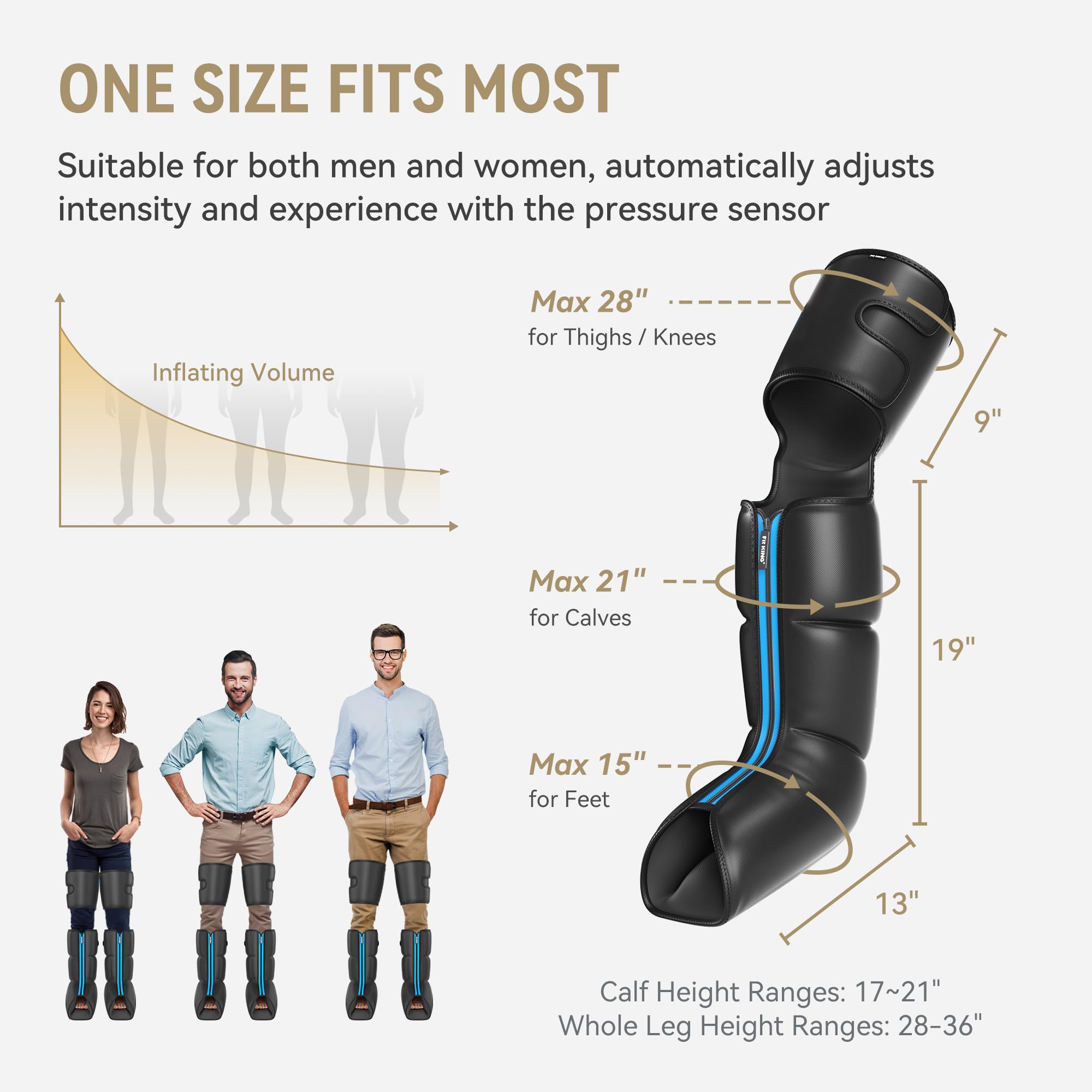 FIT KING Feet and Full legs massager, Rechargeable Cordless Massage Boots, for Circulation and Recovery, 3 Modes&10 Intensities, Ideal Gift for the Elderly&Sedentary People&Athletes