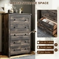 thumbnail image 2 of Keywhat Farmhouse 5 Drawer Dresser for Bedroom, Chest of Drawers Wood Organizer for Living Room, Dark Rustic Oak, 2 of 5
