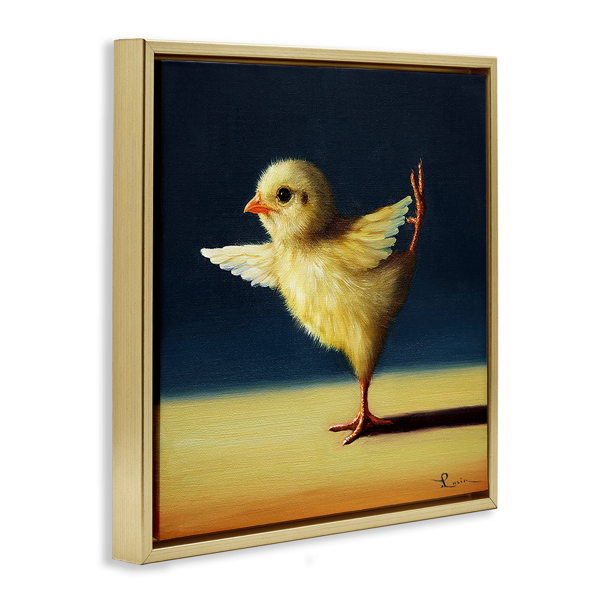 Stupell Industries Yoga Chicks Funny Animal Painting Animals & Insects Painting Gold Floater Framed Canvas Art Print Wall Art, 18 x 18