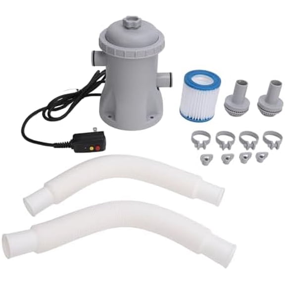 Above Ground Swimming Pool Filter Pump, 330gal/h, Cartridge Filter, Plastic, White, 110V$$Garden &