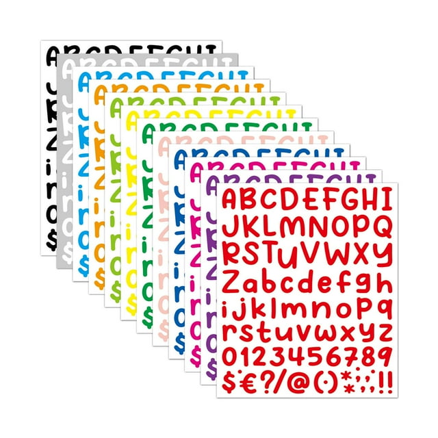 yuksok 12Pcs Colorful Letter Stickers Vinyl Letter Stickers Self 1 inch Alphabet Letter
