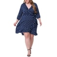 thumbnail image 2 of Agnes Orinda Women's Plus Size Polka dotss Ruffle Chiffon Warp Midi Dress, 2 of 5