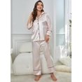 thumbnail image 2 of WEHUSE Silk Pajamas for Womens Set 2 Piece Satin Pjs Soft Button Down Sleepwear Wide Leg Long Pants with Pockets, 2 of 6