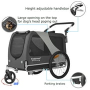 DOGGYHUT Premium XL Pet Bike Trailer & Stroller for Large Sized Dog or Multiple Small Dogs,Low Center of Gravity,Parking Brakes,Easy Folding Frame,Bicycle Carrier