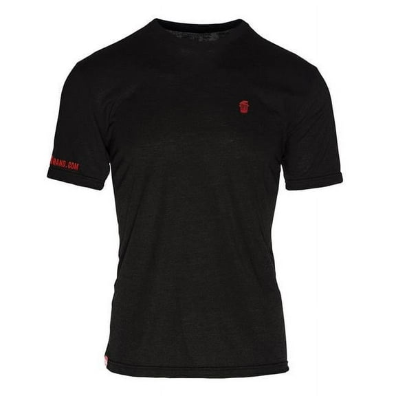 RecyclenBrand RM101BR-L Triblend Crew T-Shirt for Mens, Charblack with Red Logo - Large