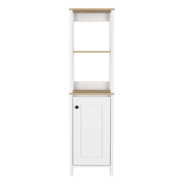 FM FURNITURE Arctic 16"W Modern Engineered Wood Linen Cabinet in Light Oak/White