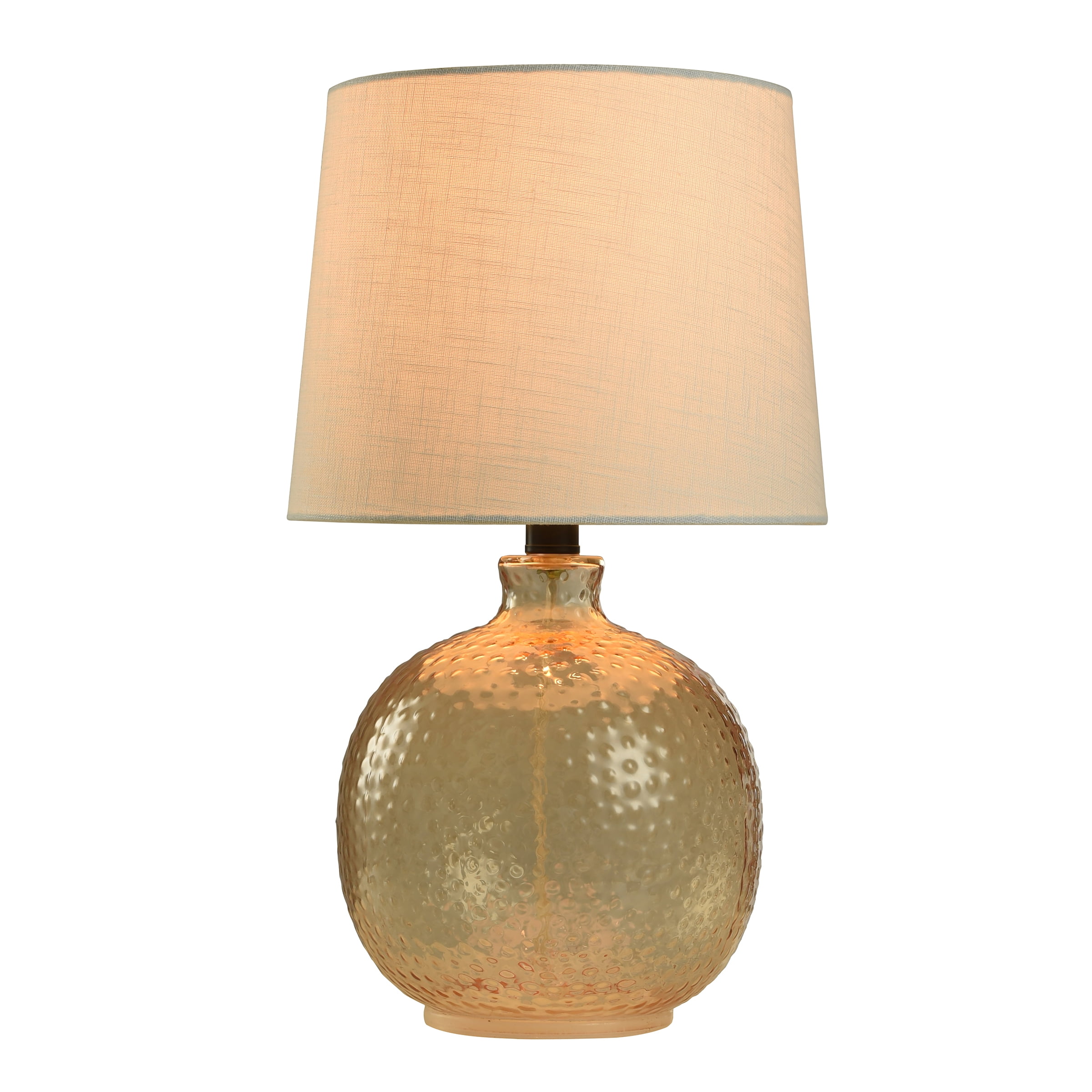 Hammered Glass Table Lamp, Amber with White Shade, 17"