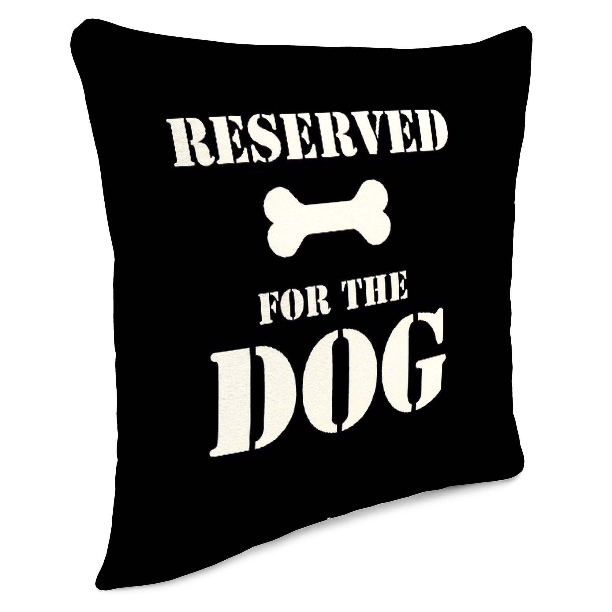 Jordan Manufacturing 16" x 16" Reserved for the Dog Black Novelty Square Outdoor Throw Pillow with Welt