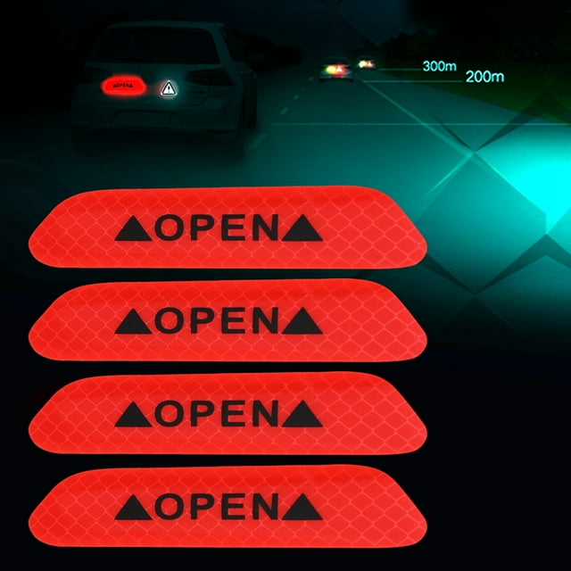 Calcomanía de seguridad para automóvil, 4 piezas Autoadhesiva Etiqueta reflectante para automóvil Etiqueta de advertencia reflectante para automóvil Resultados impresionantes