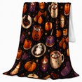 thumbnail image 2 of Cozy hot chocolate Mugs Socks And Autumn confection illustrations, Soft Flannel Blanket with Cozy Painterly Illustration Print, Housewarming Gift and Home Decor for Bedroom and Living Room, 2 of 7