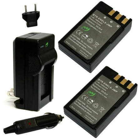 Replacement for Nikon D60 Battery (2-Pack, 1400mAh) and Charger