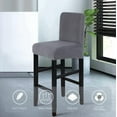 thumbnail image 5 of Jacquard Bar Stool Covers Set of 4, Stretch Washable Barstool Seat Covers, Counter Height Chair Covers for Kitchen Dining Room Cafe (Twill Jacquard Gray), 5 of 8