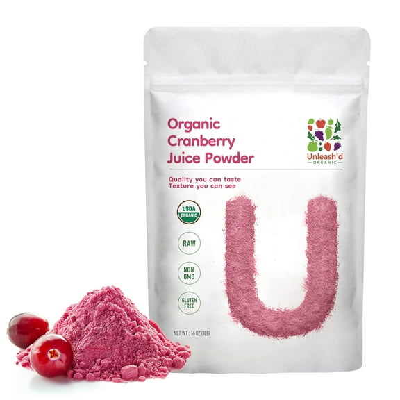 Organic Cranberry Juice Powder 16 oz - Unleash'd Organic 100% Pure Natural Green Food, Rich in Antioxidants and Vitamins, Aids Digestion and Boosts Immune Function