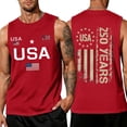 thumbnail image 2 of American Flag Shirt for Men 4th of July 250th Anniversary Patriotic Tank Mens USA Independence Day Sleeveless Tops Red 5XL, 2 of 4