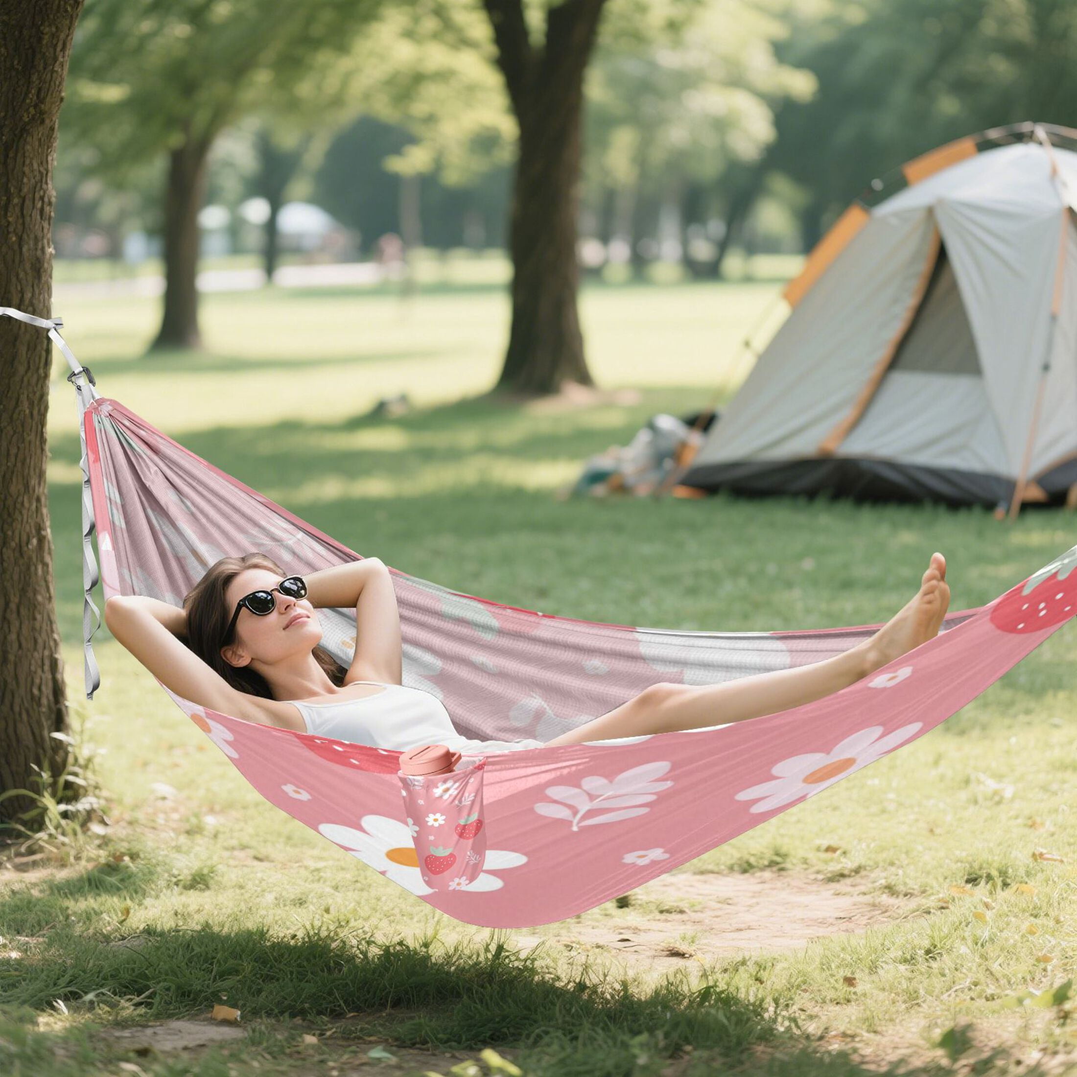 Hanging Hammock Portable Travel Camping For Outdooor Beach Camping Hiking Strawberry