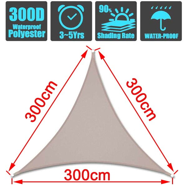 Beige Waterproof Shade Sail Square Rectangle Triangle Shade Cloth