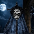 thumbnail image 6 of Gothic Party Mask, Black Rose Lace Eye Masquerade Mask with Long Tulle Veil, Vintage Spooky Facial Ornament Fashion Costume Supply for Halloween Party, Wedding Masquerade, Themed Cosplay Gathering, 6 of 6