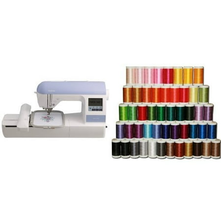 Brother 5x7 inch Embroidery-only machine with built-in memory - PE770 & Embroidery Thread Set (50 (Best Thread For Brother Pe770)