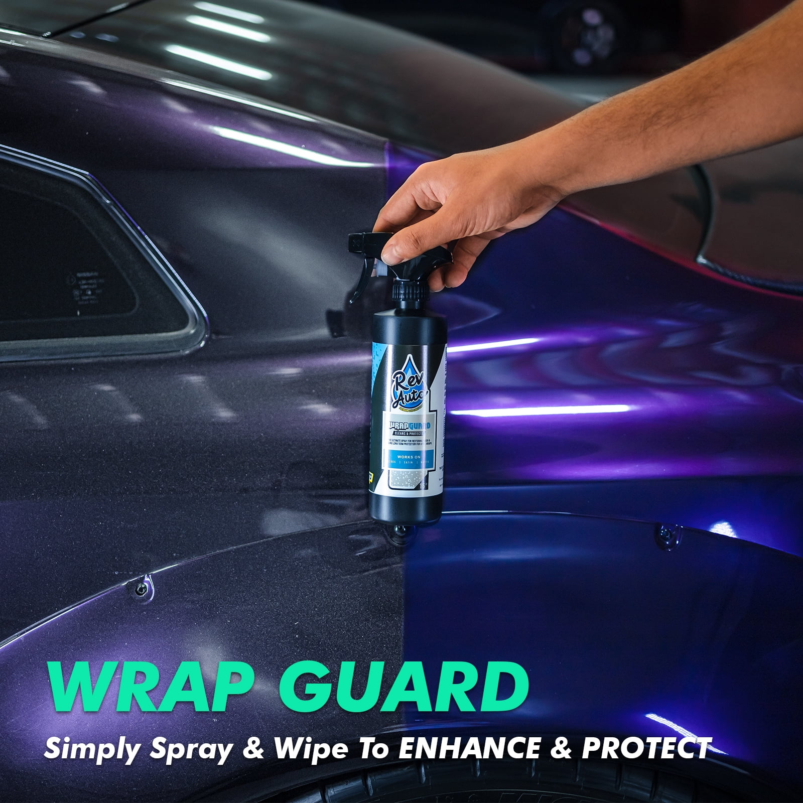 Rev Auto Complete Vinyl Wrap Detailing Kit - 3 Item Car Wrap Cleaning Kit Includes Wrap Detailer, Wrap Shampoo, & Wrap APC Car Wrap Vinyl Finishes | Car Wrap Cleaner, Vinyl Wrap Care
