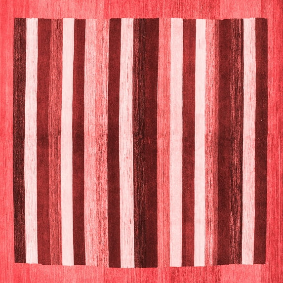 Ahgly Company Indoor Square Abstract Red Modern Area Rugs, 8' Square