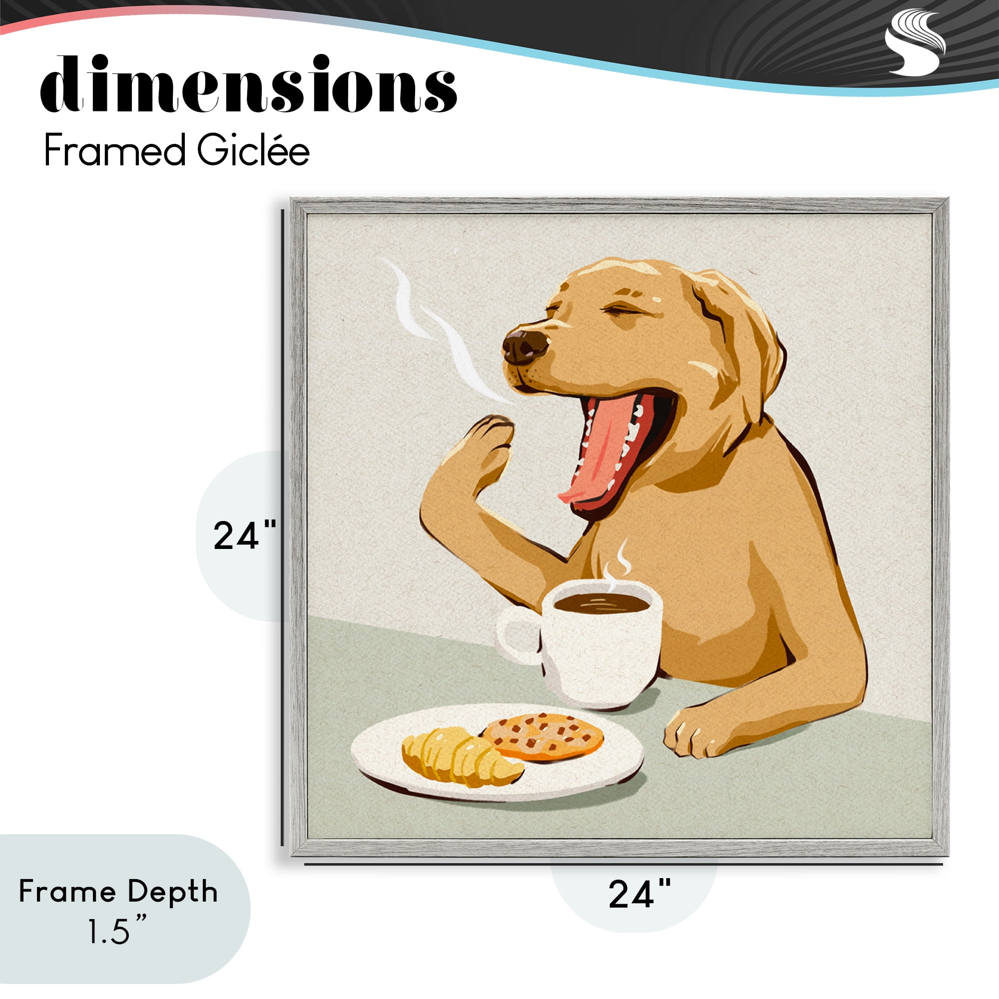 Stupell Industries Yawning Dog Morning Coffee Gray Framed Giclee Art, design by Ziwei Li