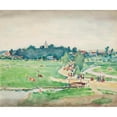 thumbnail image 2 of Ivan Ivanec 14x12 Gold Ornate Wood Frame and Double Matted Museum Art Print Titled - Country Landscape with Relay (1944), 2 of 4